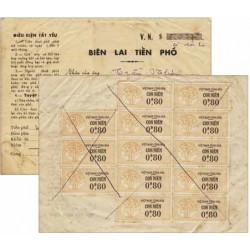 Viet-Nam Cong-Hoa 1968 quittance avec au verso 10 $ 40