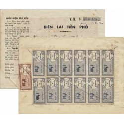 12 $ 20 en timbres fiscaux généraux au verso quittance 1969 Viet-Nam Cong-Hoa
