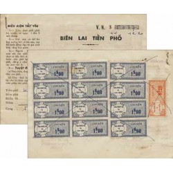 quittance 1969 avec 12 $ 20 en timbres fiscaux généraux Viet-Nam Cong-Hoa