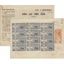 12 $ 20 sur quittance en timbres fiscaux généraux 1969 Viet-Nam Cong-Hoa