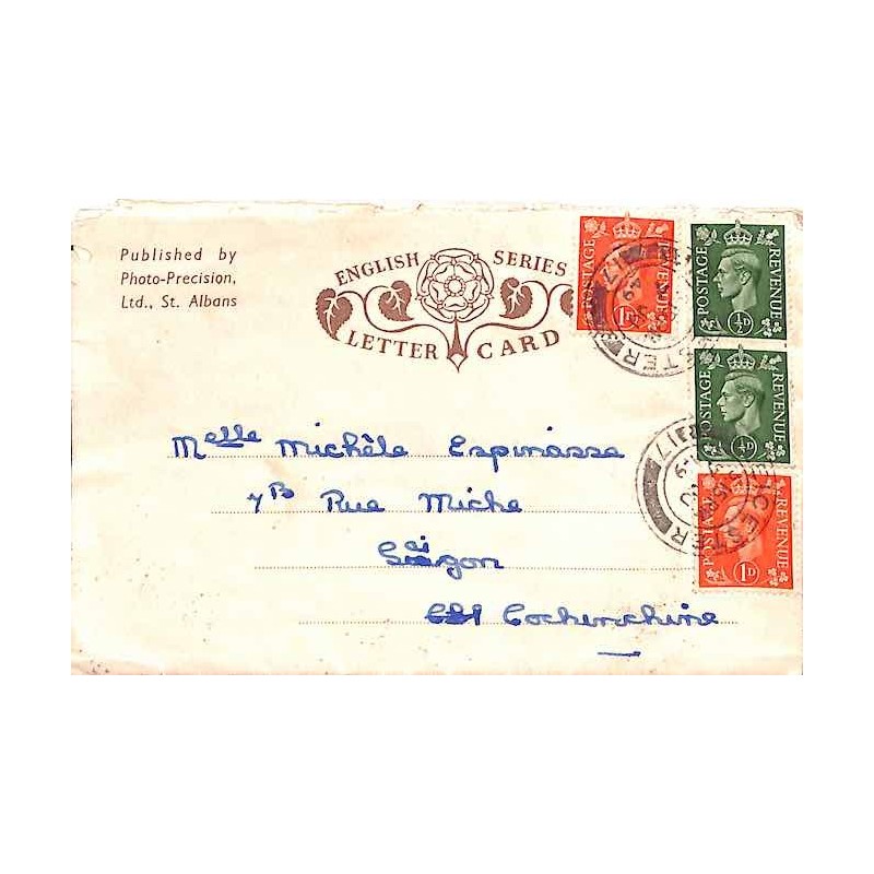 1949 - Letter Card du Royaume Uni pour Saigon