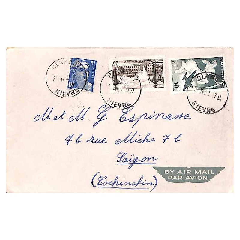 1948 - Lettre par avion de France pour Saigon
