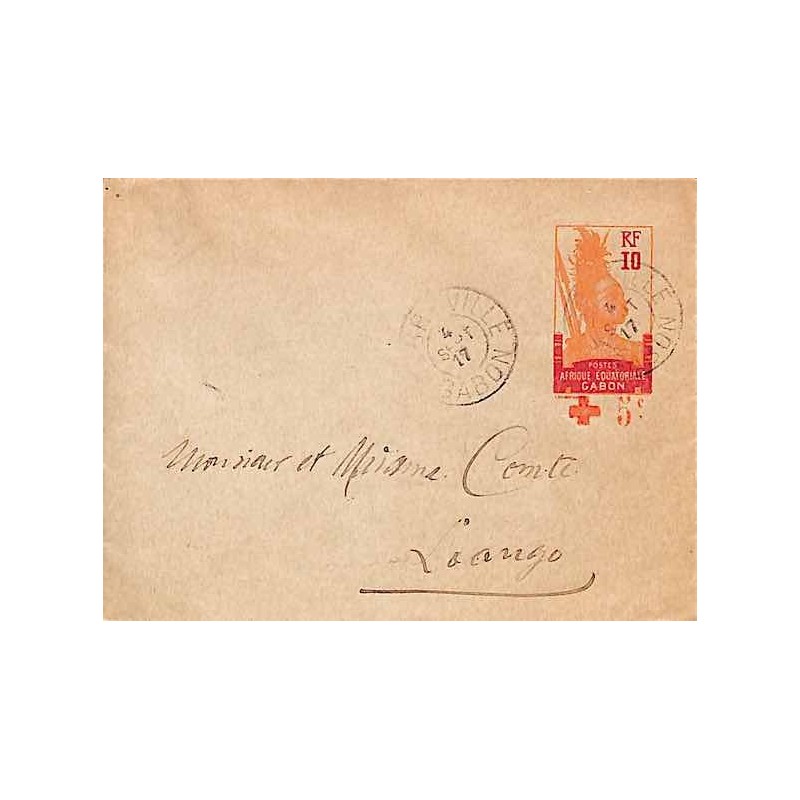 1917 Entier enveloppe à 10 c avec surcharge Croix-rouge