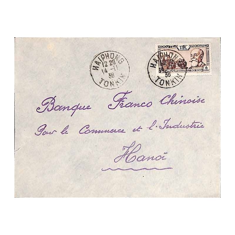 1938 Lettre  pour l’intérieur Affranchissement à 6 c de HAIPHONG TONKIN