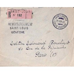 SAINT-LOUIS RP  COLIS POSTAUX SENEGAL 1949