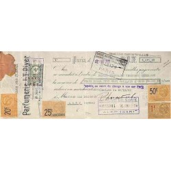 1 P. ADPO fiscal vert foncé sur lettre de change 1922