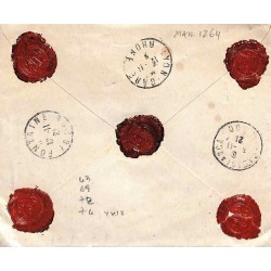 Lettre chargée 1921 Affranchissement à 1 f. 20 par 43, 69, 72, 74