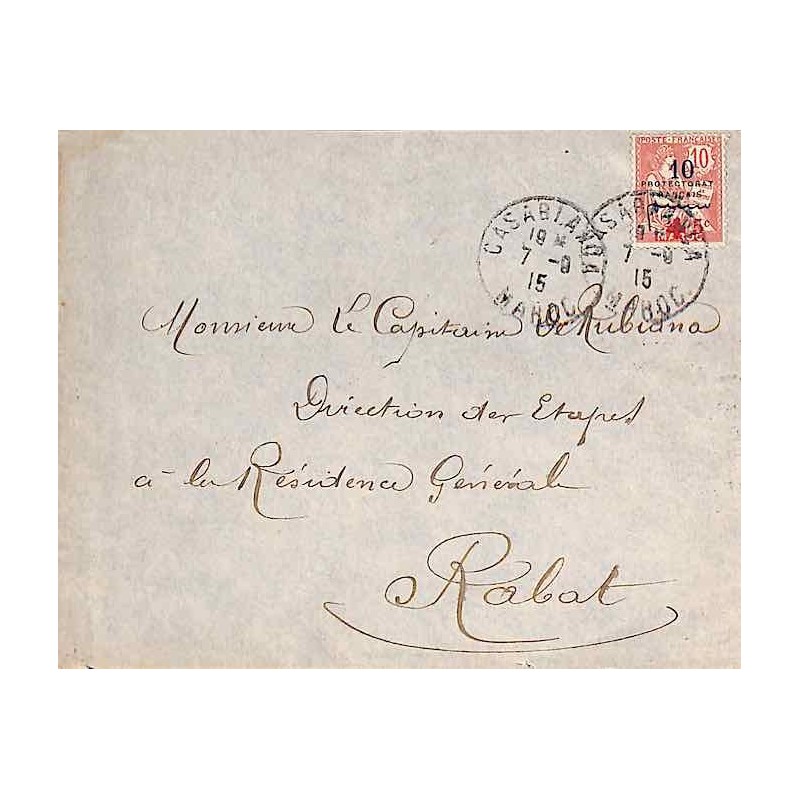 1915 lettre intérieur timbre surcharge + 5 c. Croix Rouge