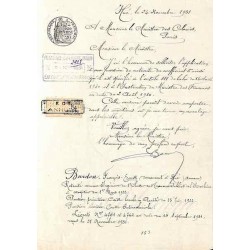 Papier timbré 20 cents avec timbre fiscal 5 cents de Hué 1931