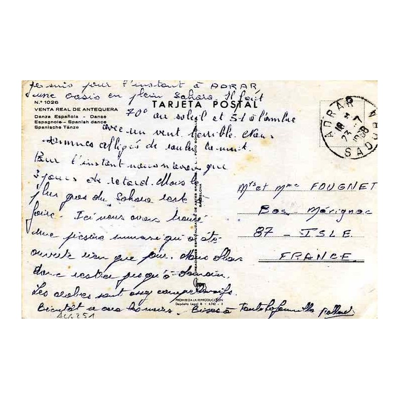 1968 ADRAR SAOURA Oblitération