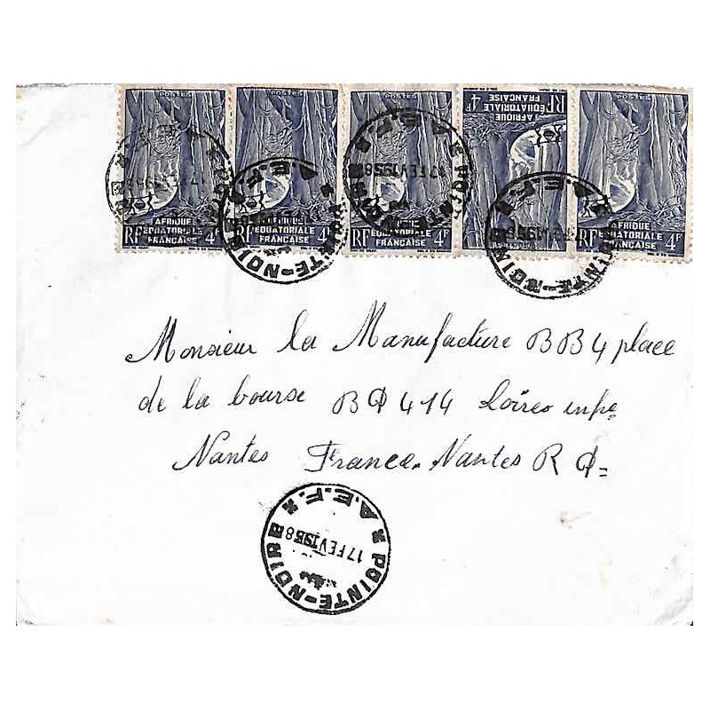 1958 Affranchissement à 20 f. de POINTE - NOIRE  * A.E.F.*