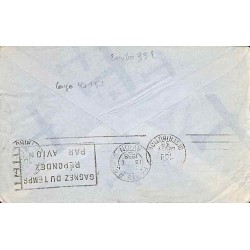 1938 Affranchissement 3 f lettre avion131 Oblitération BRAZZAVILLE MOYEN CONGO