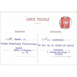 Carte postale interzones Pétain 1 F 20