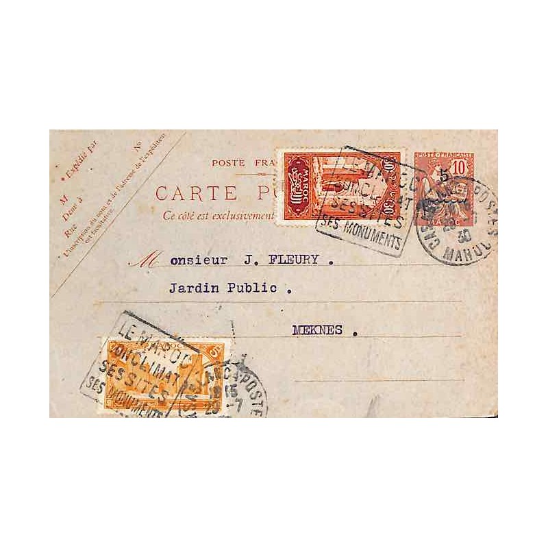 1930 Entier carte postale 5 centimos /10 Utilisation tardive