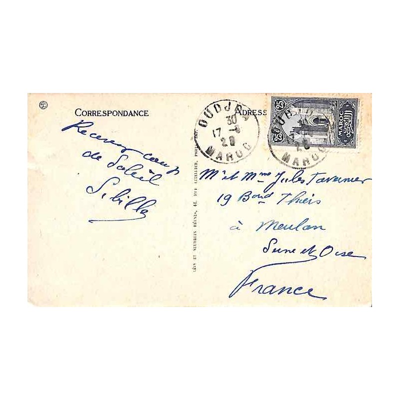 1929 Carte postale 25 c Oblitération OUDJDA MAROC