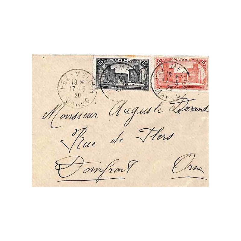 1920 lettre 25 c Oblitération FEZ-MELLAH MAROC