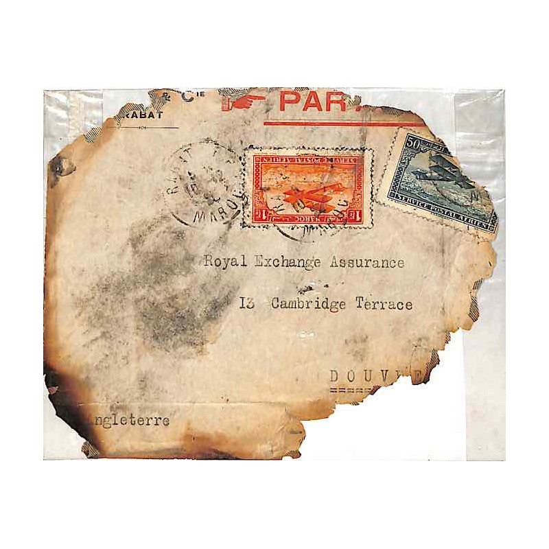 1925 Accident du 11 décembre Alicante - Enveloppe calcinée