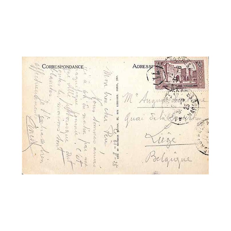 1925 Carte postale 60 c Oblitération CASABLANCA-POSTES MAROC