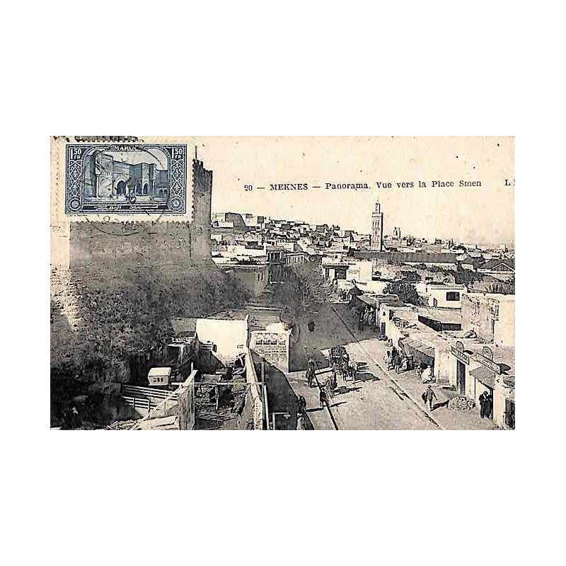 1931 Carte postale 1 f. 50 Oblitération MEKNES - MEDINA MAROC