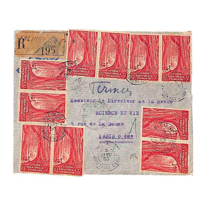 1950 Lettre à 30 f. de YALINGA  OUBANGUI-CHARI