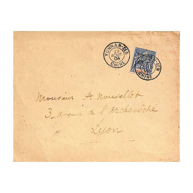 YUNNAN-SEN CHINE  1904 lettre à 25 c
