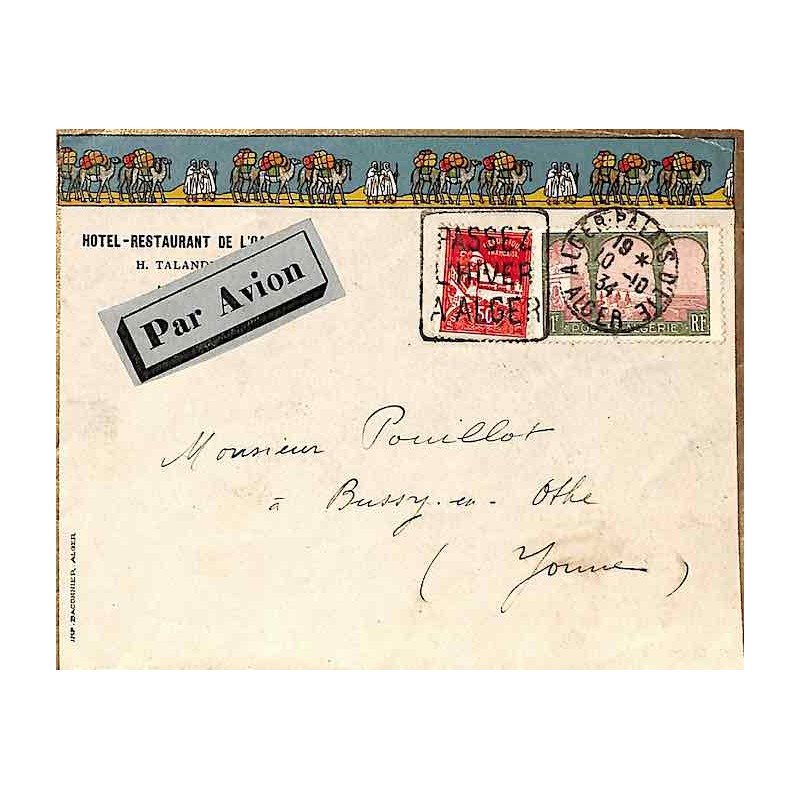 1934 Enveloppe décorée Affranchissement 1 F 50