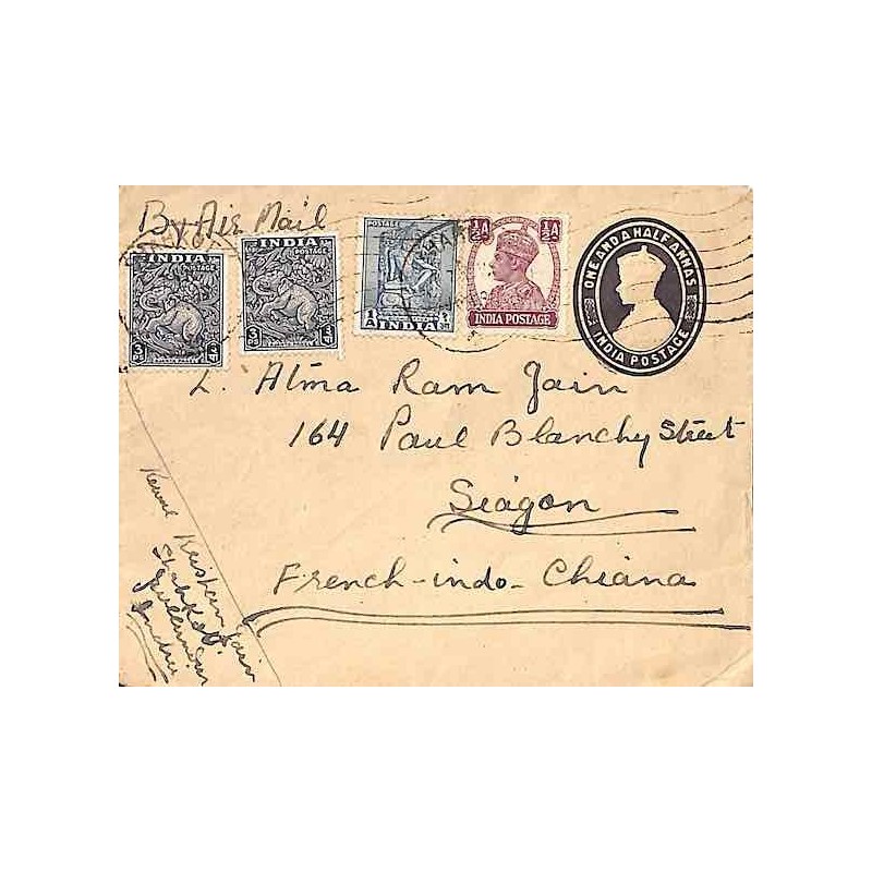 Enveloppe entier d’Inde 1 a.1/2 1949