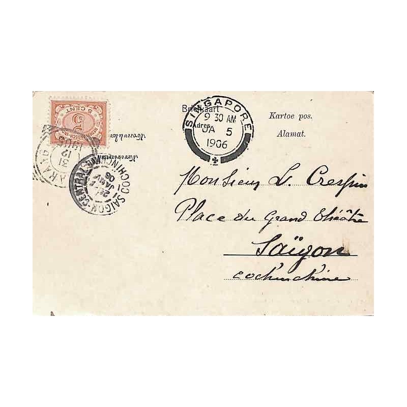 Carte postale de Semarang Indonésie pour Saigon 1906