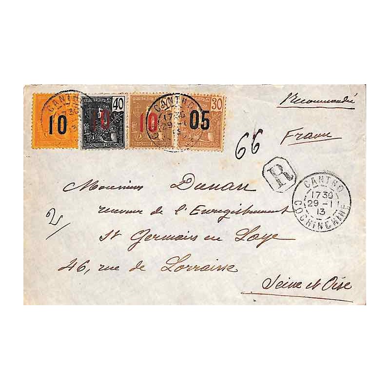 1913 Lettre 35 c Oblitération CANTHO COCHINCHINE