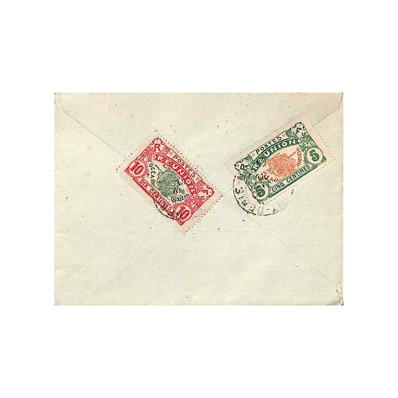 1920 Lettre à 15 c. Oblitération SAINT - DENIS * REUNION *