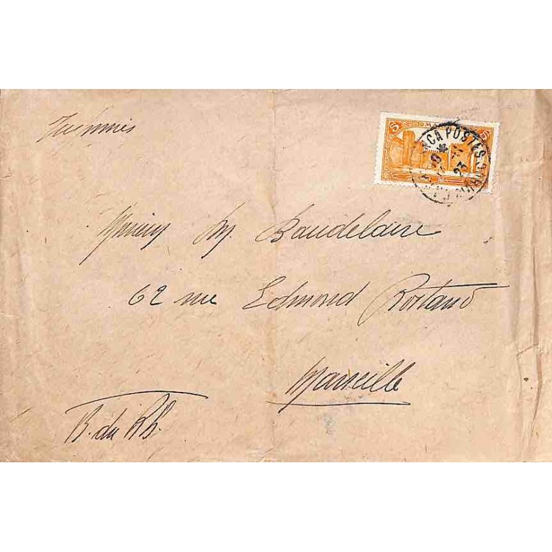 Enveloppe pour imprimés 1923 Affranchissement 101 Oblitération CASABLANCA POSTES MAROC (plis)