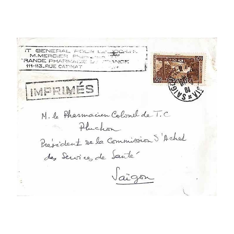 1954 Enveloppe locale pour imprimés à 60 c