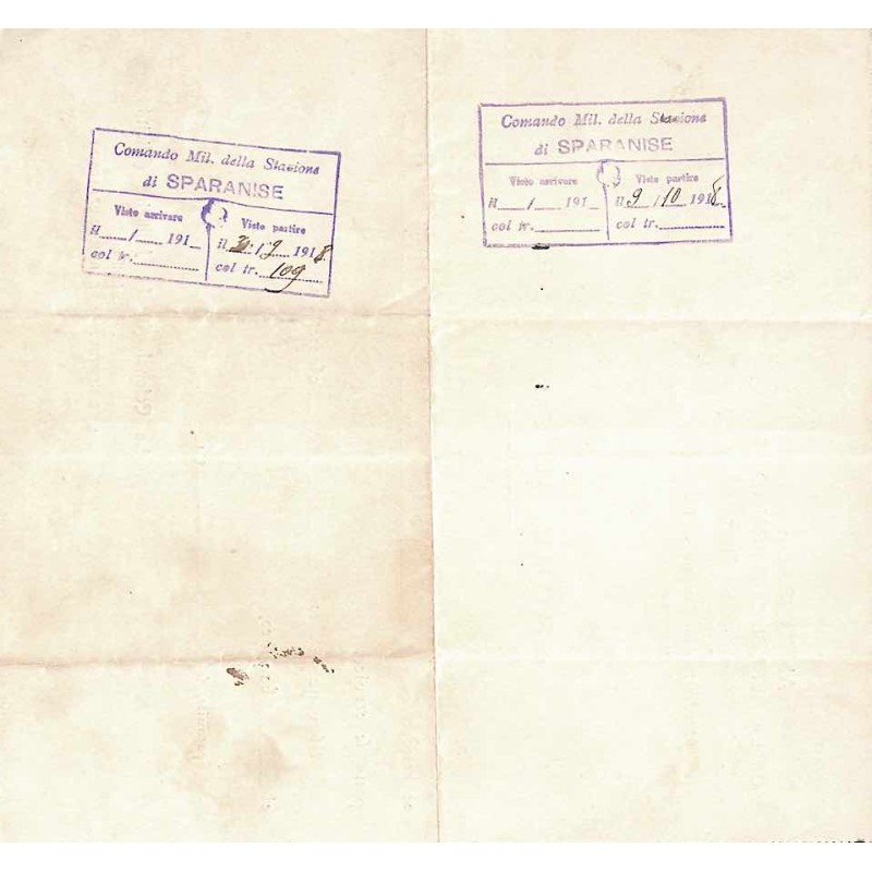 1918 Ordre de service Cachet MISSION MILITAIRE FRANCAISE en ITALIE
