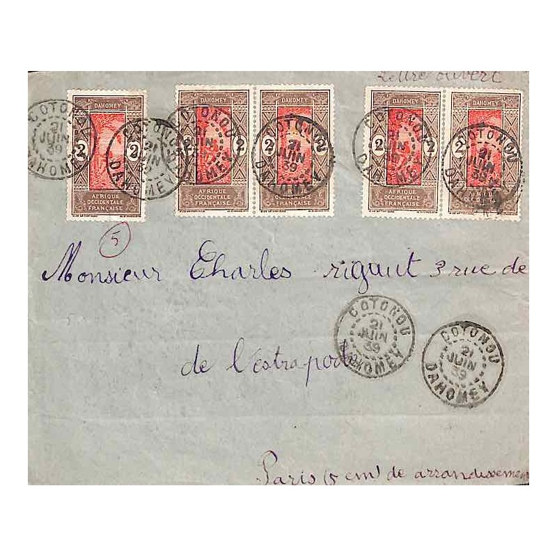 1939 Lettres avec Dahomey 44 (x5)