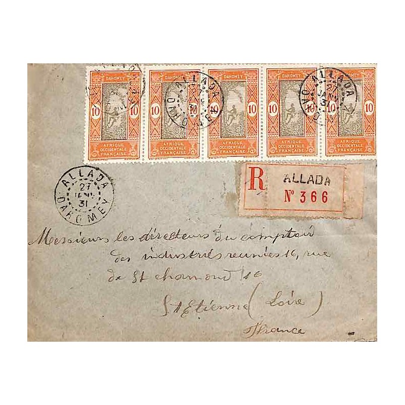 1931 Lettre à 1f50  ALLADA DAHOMEY