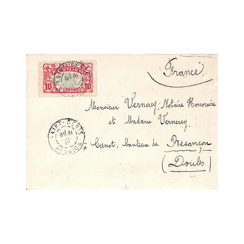1913 Lettre 10 c Oblitération SAINT - DENIS REUNION