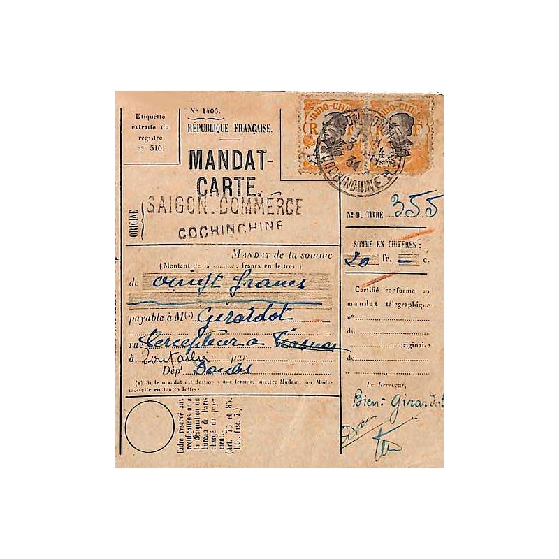 1934 Mandat-Carte  Affranchi à 8 cents