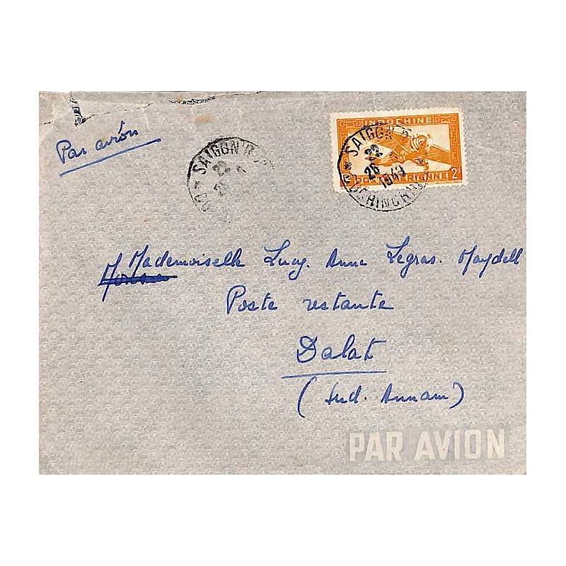 1949 Lettre à 2 $ de SAIGON R.P. * COCHINCHINE *