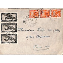 1950 Enveloppe avion pour la France Taxe 30 f à l’arrivée