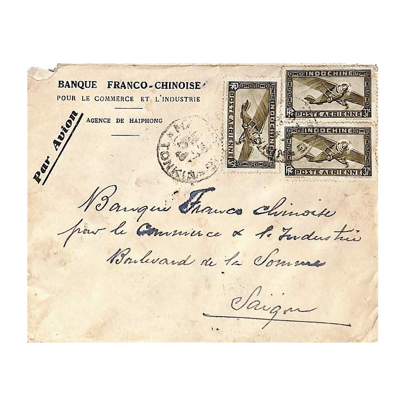 1948 Lettre à 1 $ 11 Oblitération HAIPHONG * TONKIN *