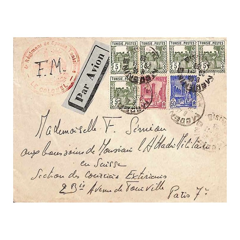 1939  Cachet 4 è Régiment de Spahis Tunisiens - Le Colonel -  Deesse