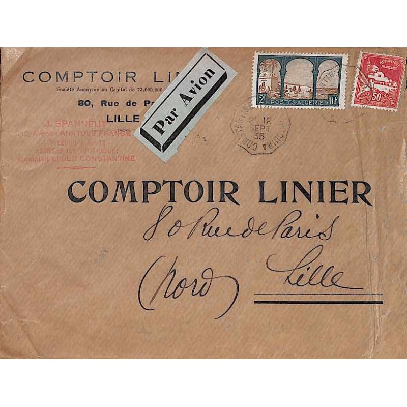 1935 Lettre Oblitération convoyeur CONSTANTINE A BORDJ-BOUIRA