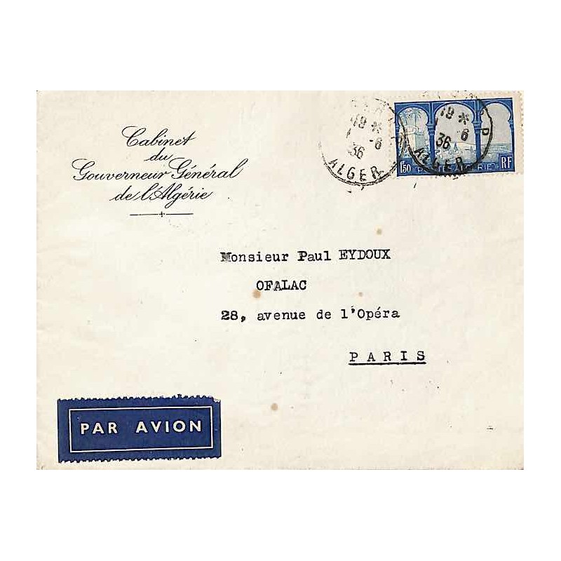 1936 Enveloppe avion à 1 F avec 83 seul