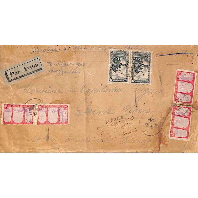 1936 Lettre avion pour le Congo Affranchie 21 F. 50