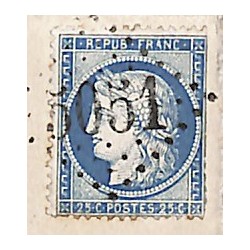1875 Pli  25 c Cérès dentelé Oblitération grille GC 5051