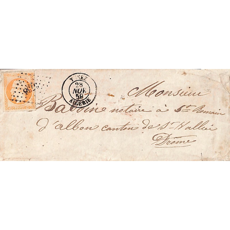 1859 TENEZ ALGERIE Lettre avec 40 c Empire ND