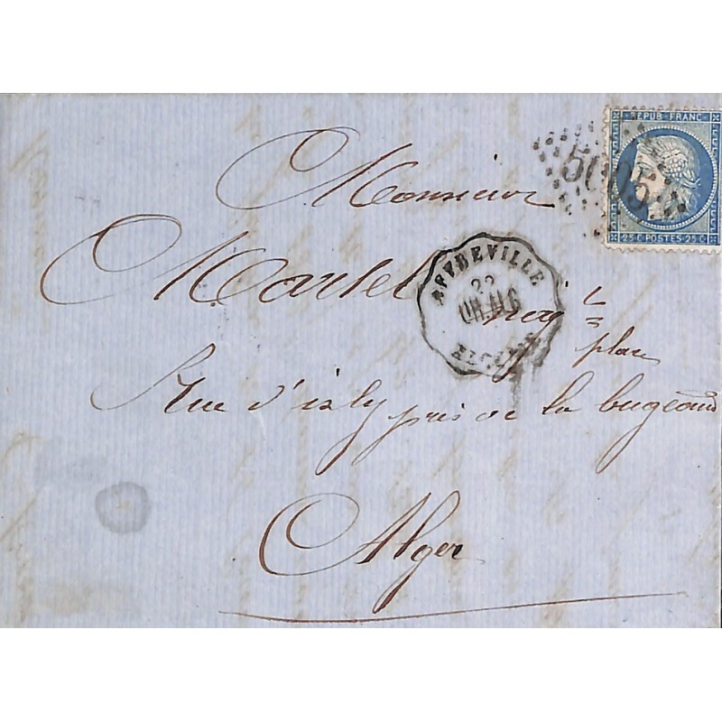 1873 AFFREVILLE ALGERIE OR. ALG convoyeur-station