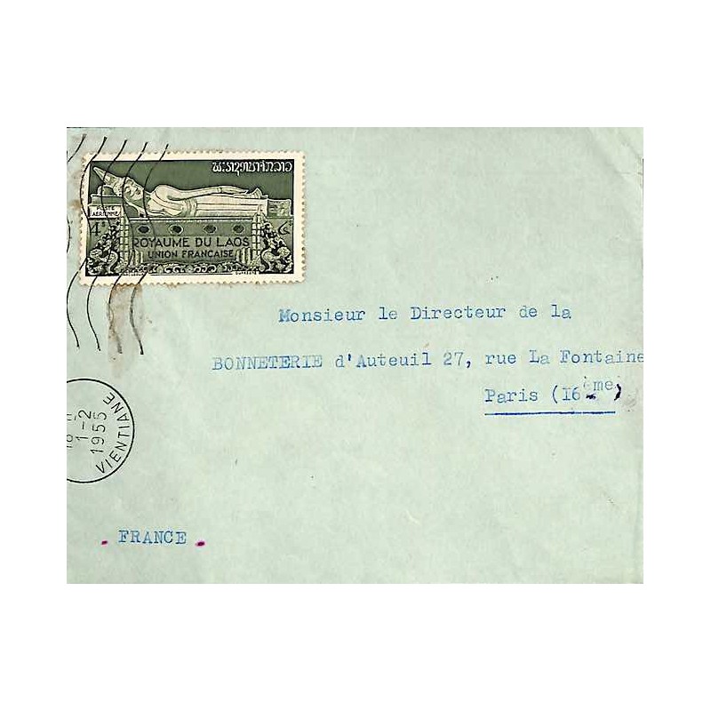 1955 Lettre avec timbre 4 $ (Yvert PA 7)