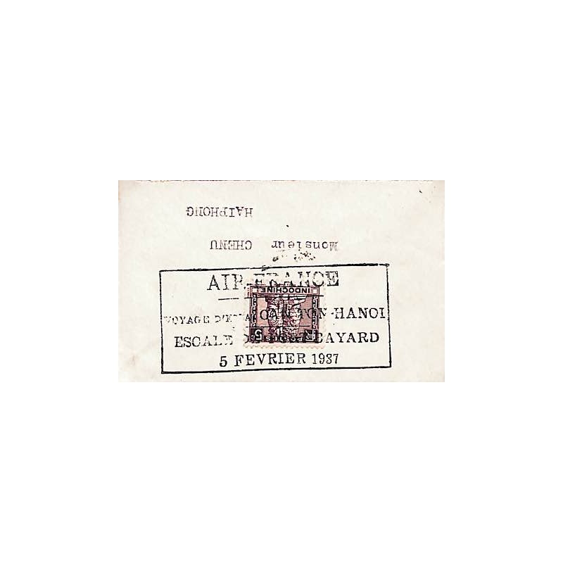 1937 AIR - FRANCE VOYAGE D’ESSAI CANTON-HANOI ESCALE DE FORT-BAYARD 5 FEVRIER