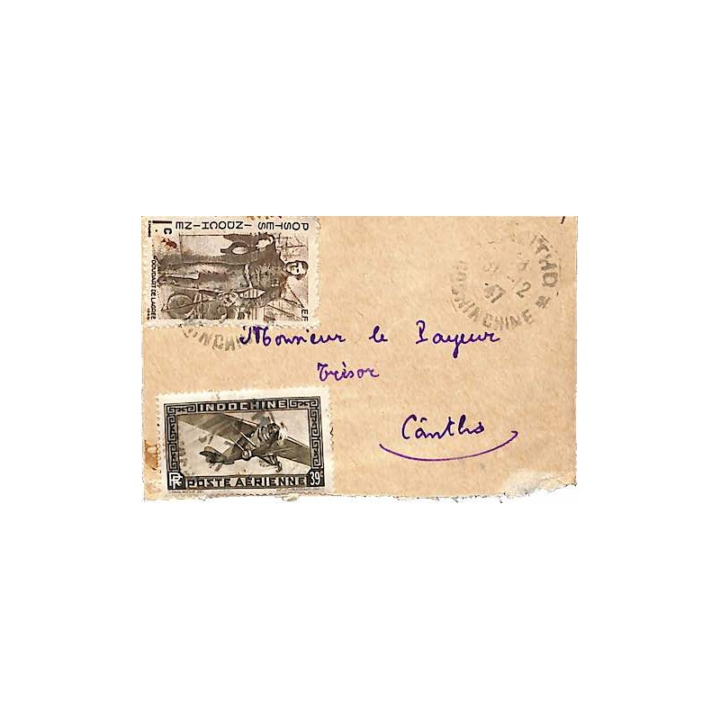 1947 Lettre 1 $ 20 Oblitération CANTHO * COCHINCHINE *
